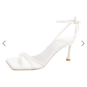 Brand New Tibi White Patent Square-Toe Strappy Ankle-Heel Sandals